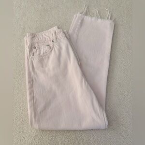 Zara Soft Pink High Waist Button Fly Front Frayed Hem NWOT Denim Jeans size 8